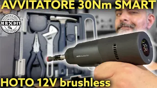 Powerful digital smart screwdriver with pulses and electronic clutch 30Nm HOTO BRUSHLESS 12V Drill