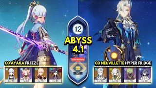 C0 Ayaka Freeze & C0 Neuvillette Hyper Fridge | Spiral Abyss 4.1 Floor 12 9 Stars Genshin Impact 4.1