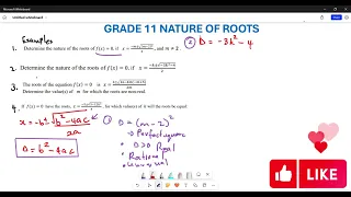 GRADE 11 NATURE OF ROOTS | EXAM QUESTIONS