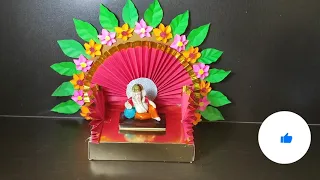 DIY -Eco Friendly Ganesh Makhar Decoration Ideas- Ganapathi Makhar 2023-Ganapathi Mandap Decoration