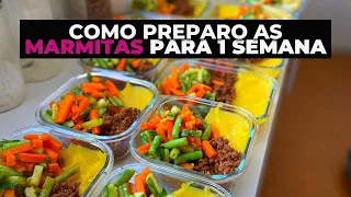 COMO FAZER MARMITAS FIT VARIADAS PARA TODA SEMANA | Tudo pronto em menos de 3 horas