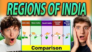 Americans React to North India vs West India vs South India vs Central India vs East and NE India