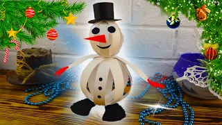 DIY Снеговик из бумаги своими руками. Новогодние Поделки, How to make paper snowman  christmas