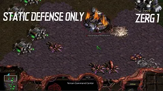 Starcraft 1 - Static Defense Only Challenge Run - Zerg Mission 1 - Among the Ruins