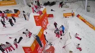 Olympic Volunteers have fun after the end of the competition in South Korea. Pyeongchang 2018