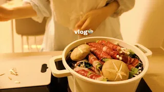 vlog | Spinach Pasta, Steamed Brisket Mushroom, Lunch box, Everyday Life Reading Webtoons/comics