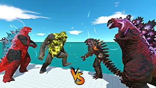 Team War 2 vs 2 | Godzilla & Kong vs Shin Godzilla & Mechagodzilla - Animal Revolt Battle Simulator