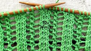 How to knit the Openwork Ladders stitch (just two rows) English & Continental styles - So Woolly