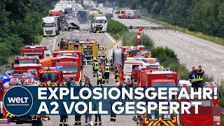 EXPLOSION AUF DER A2: Autobahn gesperrt! Zwei Tote nach schweren Auffahrunfall