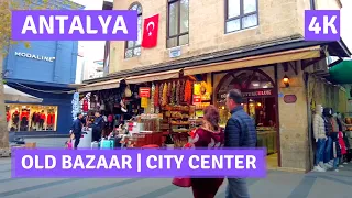 Antalya Türkiye 2023 Old Bazaar 18 February Walking Tour|4k UHD 60fps