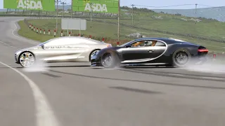 Mercedes-Benz F125 Hydrogen Concept vs Bugatti Chiron Crash in Hlghlands