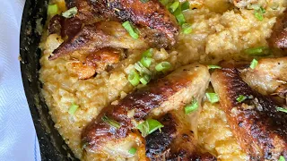 One-pot creamy lemon cauliflower rice and chicken wings