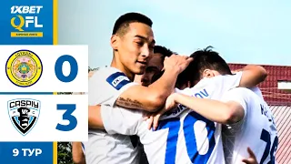 Қыран 0:3 Каспий | 1XBET QFL Бірінші Лига 2024 | 9 тур | Ойынға шолу, 30.05.2024