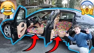 FILLING MY DADS SUPERCAR WITH 10,000+ BALL PIT BALLS PRANK!