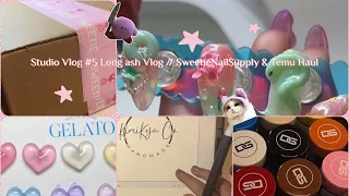 Studio Vlog #5 Our Longest Studio Vlog Yet! 🌿 // SweetieNailSupply Hauls // Temu Haul // Come Chill