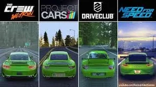 Comparisn between DriveClub vs. Need For Speed vs. The Crew vs. Project CARS