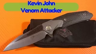 Kevin John Venom Attacker knife titanium framelock flipper with Carbon Fiber inlays incredible