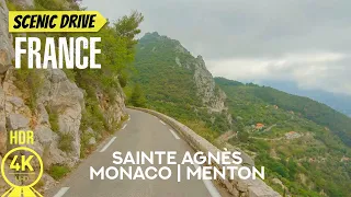 Driving in France (4K HDR) Exploring the Roads between Sainte Agnès - Monaco - Menton