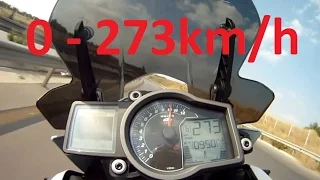 KTM 1190 Adventure - Acceleration 0-273km/h & Startup & Exhaust Sound & Burnout & Wheelie