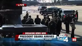 President Obama arrives in Milwaukee