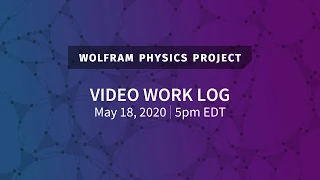 Wolfram Physics Project: Video Work Log Monday, May 18, 2020