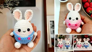 Crochet Bunny Pattern - Easy And Cute Egg Bunny With Overalls