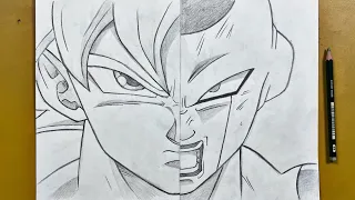 Anime sketch || How to draw Frieza vs goku step-by-step