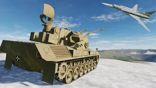 Gepard Mobile Anti Aircraft Defend Bombing from F-15E, Tu-22M3, Mirage F1, Su-25 - DCS World