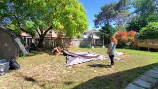 Putting Up 20 Year Old Coleman Tent (time lapse)