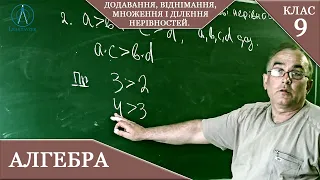 Курс 1(20). Заняття №3. Додавання, віднімання, множення і ділення нерівностей. Алгебра 9.