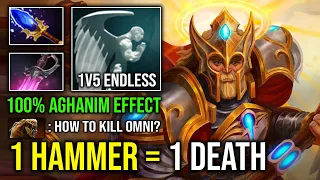 100% FULL AGHANIM EFFECT 1 Shot Pure Hammer 1v5 Endless Guardian Angel Solo Mid Omniknight Dota 2