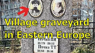 Explore a historic village cemetery in Eastern Europe 4k