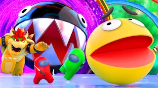 Pacman and Monster Pacman in the multiverse of colors