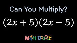 Multiplying Binomials “(2𝑥 + 5)(2𝑥 – 5)” using Product of Conjugates Pattern | Algebra Solution