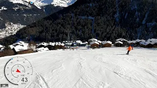 [5K] Skiing Grimentz, Lona Supérieur Black run, Val d'Anniviers Switzerland, GoPro HERO9 5k GPS