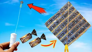 how to make kite from melody chocolate wrapper , how to make kite , flying kite , patang bazi