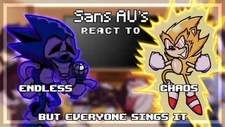 Sans AU’s React To FRIDAY NIGHT FUNKIN Endless & Chaos but everyone sings it / Gacha Club || Lazy?