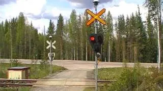 Finnish freight train passed Tiilimaa level crossing