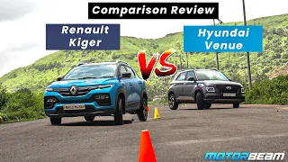 Renault Kiger vs Hyundai Venue Comparison - Turbo Petrol Battle | MotorBeam