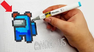 AMONG US - С УШАМИ МЕДВЕДЯ  НА ГОЛОВЕ   • PIXEL ART - РИСУНКИ ПО КЛЕТОЧКАМ DRAW