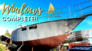 Sailing QC #75  |  FINALLY!!! Our Boat Windows are COMPLETED!  | Steel Sailboat Restoration