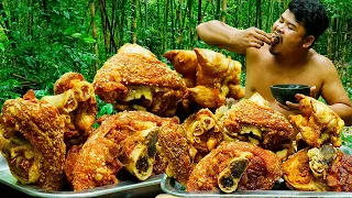 Crispy Fried Pork Knuckle | Deep Fried Pork Legs Crispy With Hot Sauce | Crispy Pata