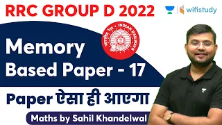 RRC Group D Memory Based Paper - 17 | Maths by Sahil Khandelwal | Wifistudy