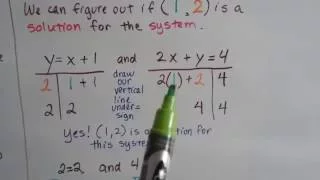 Algebra I 8.1a, Systems of Equations - Identify solutions