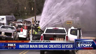 Water main break creates geyser