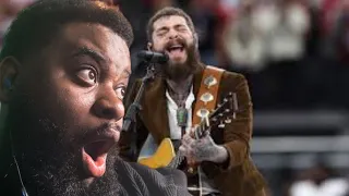 [REACTION] - Post Malone Sings America the Beautiful at Super Bowl LVIII