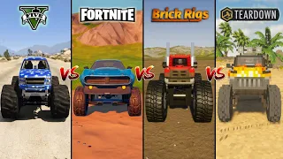 GTA 5 MONSTER TRUCK VS FORTNITE VS TEARDOWN VS BRICK RIGS - WHICH IS BEST?