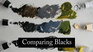 Comparing Lamp, Vine and Ivory Black -- Vicki Norman experiments with MH black oil colours