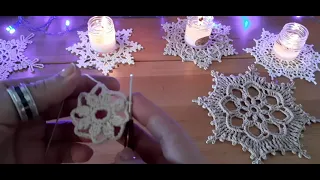 Мк снежинка крючком.@user-wo6ux4cy7n.  Crochet snowflake.