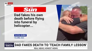 Man fakes his own death and helicopters in for his funeral